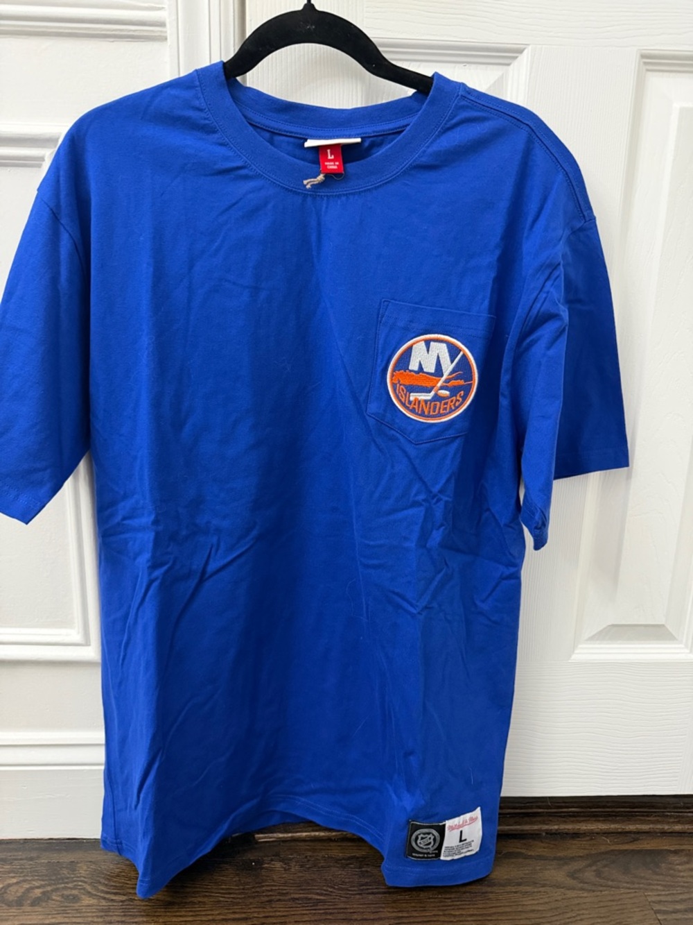 Mitchell & Ness Royal Blue New York Islanders Pocket Tee with Orange Logo